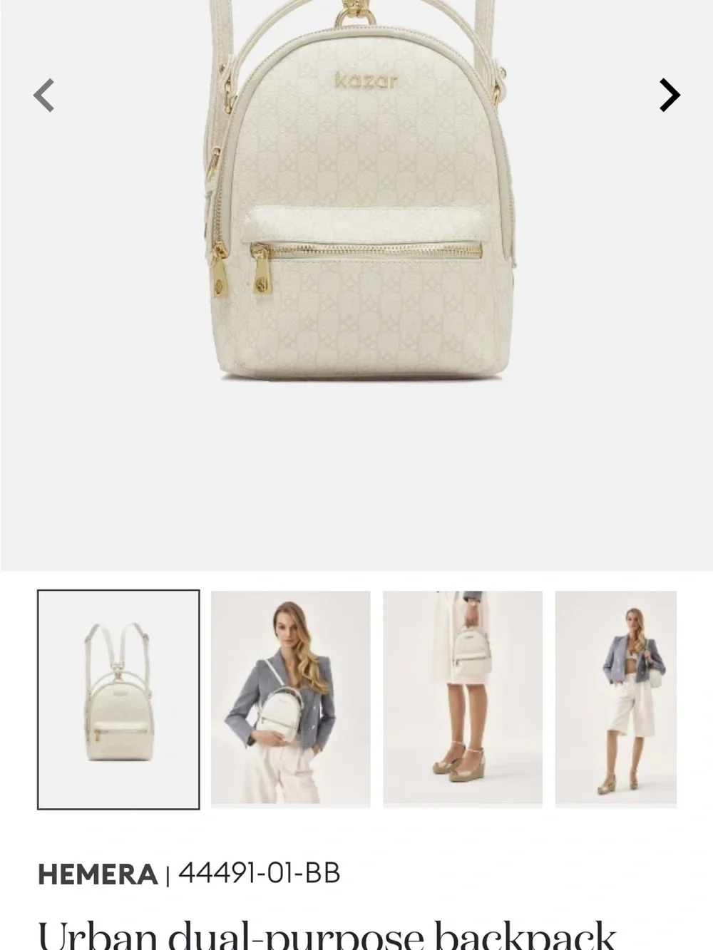Lazard Grain Learher Cream Mini dual-purpose Backpack